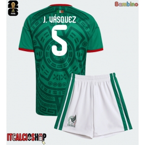 Messico Johan Vasquez #5 Prima Maglia Bambino Mondiali 2026 Manica Corta (+ Pantaloni corti)